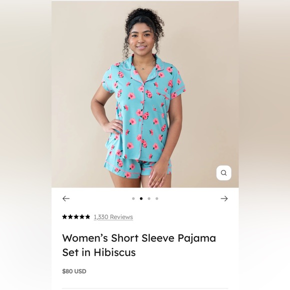 Kyte BABY Blue Mama and Baby Pajamas with Pink Hibiscus Design - Picture 4 of 7